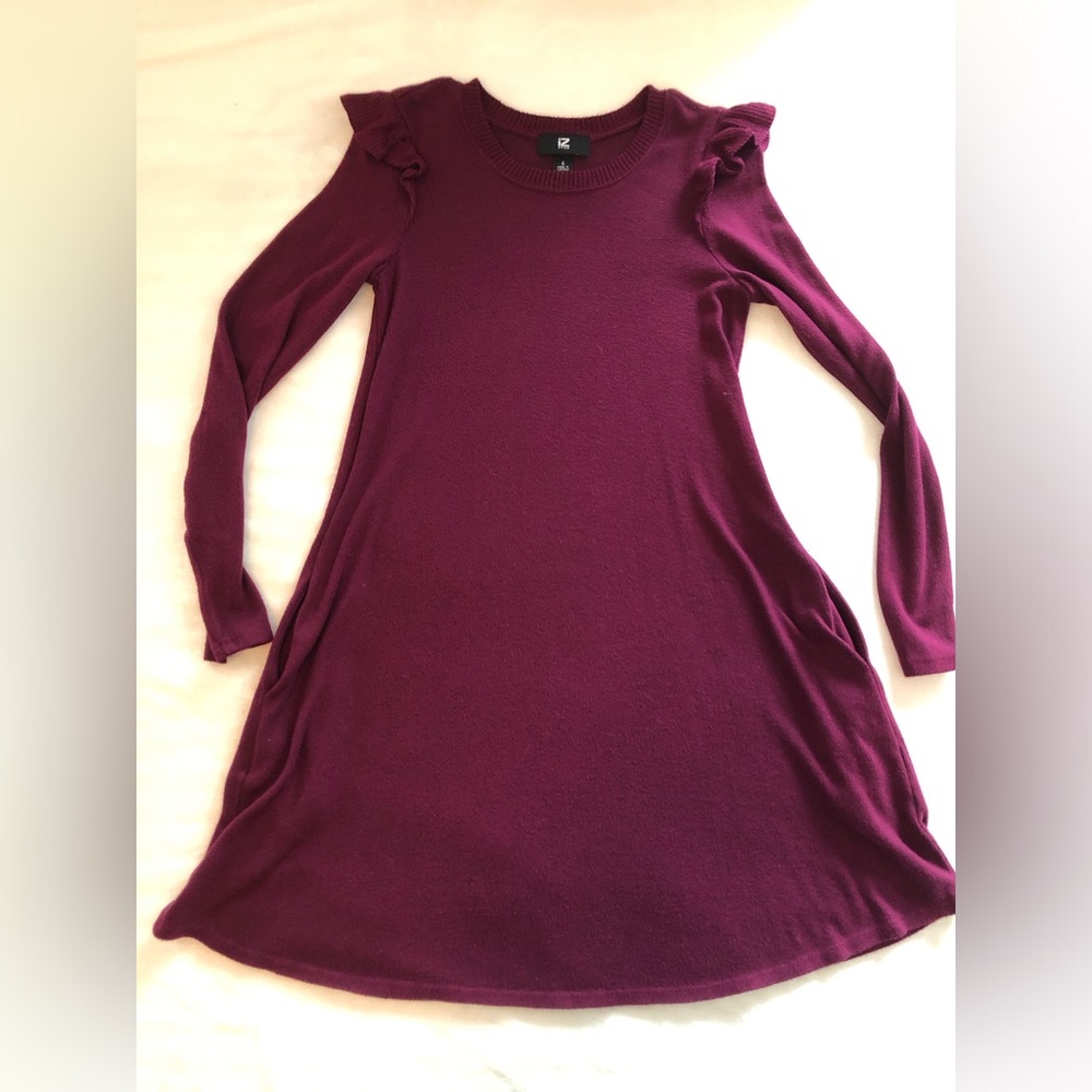 Women’s burgundy sweater dress with ruffle detail SZ Small